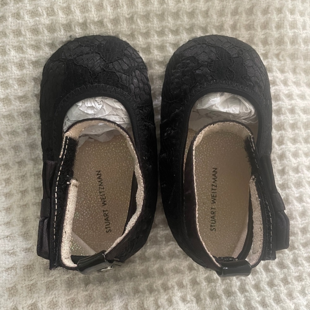 Stuart Weitzman Black Baby Walker Shoes Cozy Slip-On Design